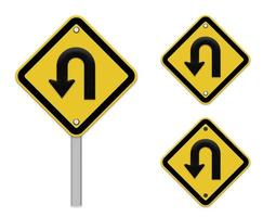 U-Turn Roadsign - Yellow road sign with turn symbol photo