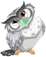 Owl cartoon character wearing a mask vector