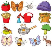 Large set of different animals and other objects vector