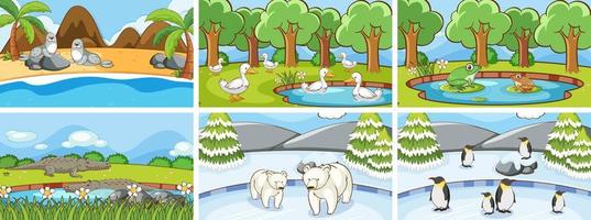 Background scenes of animals in the wild set vector