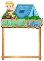 Border template with boy at summer camp vector