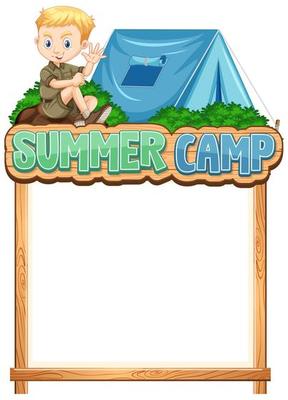 Border template with boy at summer camp