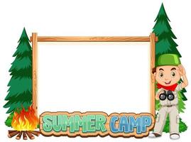 Border template with boy at summer camp vector