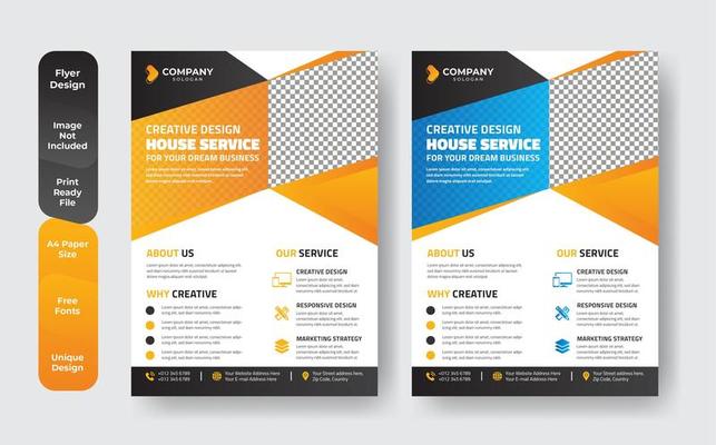 Geometric Blue and Orange Business Flyer Set 