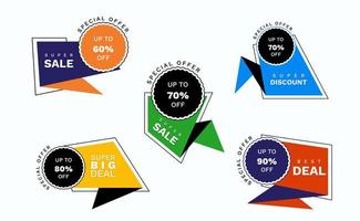 Conjunto de etiquetas y etiquetas de venta geométricas coloridas vector