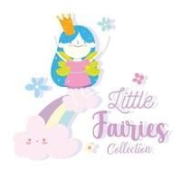 Fairy princess on rainbow clouds vector