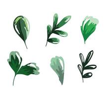 conjunto de follaje de hojas de acuarela vector