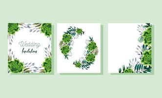 Flowers and leaves watercolor card template vector