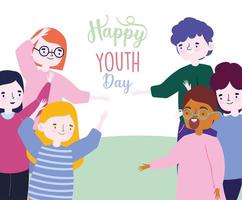 feliz día de la juventud niños y niñas celebrando vector