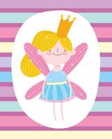 Fairy Princess with Crown on Striped Pattern vector