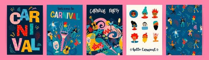 conjunto de diseños de carteles de carnaval vector