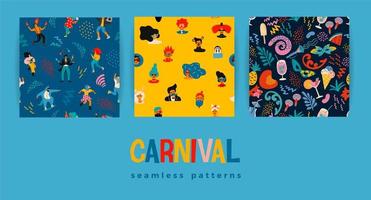 Set of Carnival seamless patterns  vector