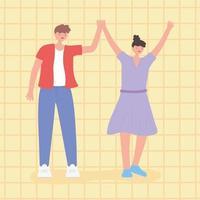 People together, man and woman united with hands up vector