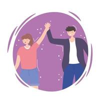 People together, happy man and woman holding hands vector
