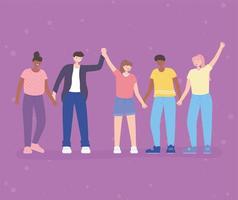People together, standing young diverse group vector