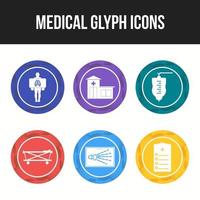 iconos de glifos circulares médicos vector