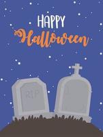 feliz halloween lápidas del cementerio en el diseño de la noche vector
