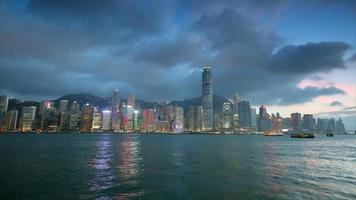 Hong Kong skyline. Time lapse video