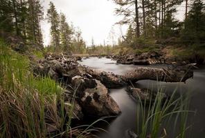 River in wilderness photographed with long exposure