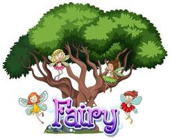 Fairy logo with little fairies  vector