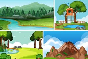 Four different scenes in nature setting  vector