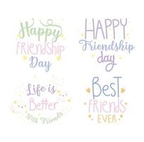 Happy friendship day lettering set vector