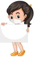 Young girl cartoon character holding blank banner vector