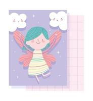 Fairy princess with wings card template vector