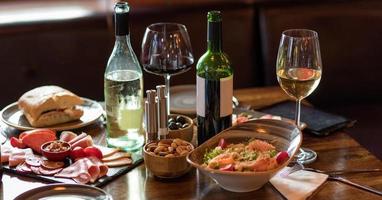 Table setting with food and drink photo