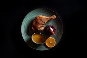 Duck meat with beat and citrus photo
