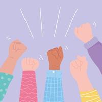 Raised fists in a protest vector