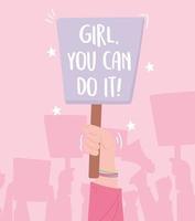 mano sosteniendo un cartel feminista en una protesta vector