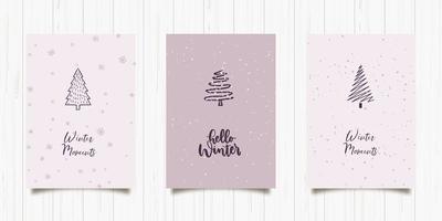 Stylish Winter Postcards in Minimalist Style vector