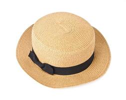 Straw hat withe black ribbon isolated