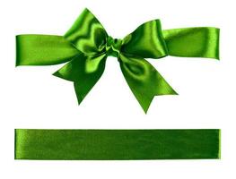 big green bow made from silk ribbon photo