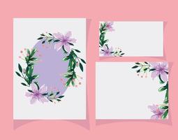 Flowers and leaves watercolor card template vector