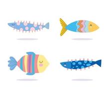 conjunto de vida marina de peces de colores