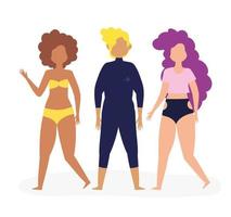 Young women and man in swimsuits vector