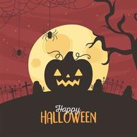 Happy halloween greeting card with pumpkin  vector