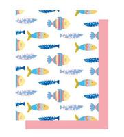 Under the sea colored fishes pattern vector