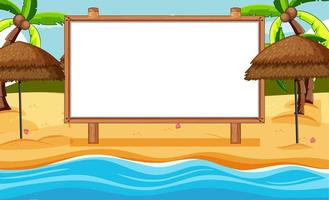 Blank wooden frame in a beach scene vector