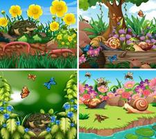 Set of background scene with nature vector