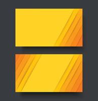 Yellow lines double sided business card template vector