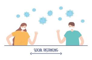 personas distanciamiento social vector