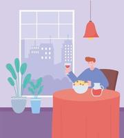 Man eating alone vector