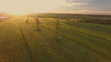 aerial view of a landscape with power lines