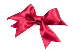 big red bow made from silk ribbon photo