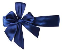 blue bow with ribbon on white background photo