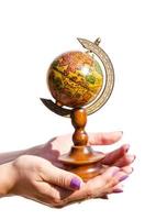 globe in the woman hands photo