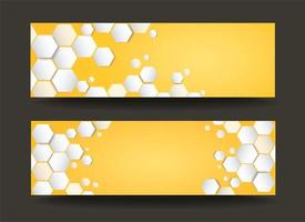 Modern white hexagon template banner yellow background vector